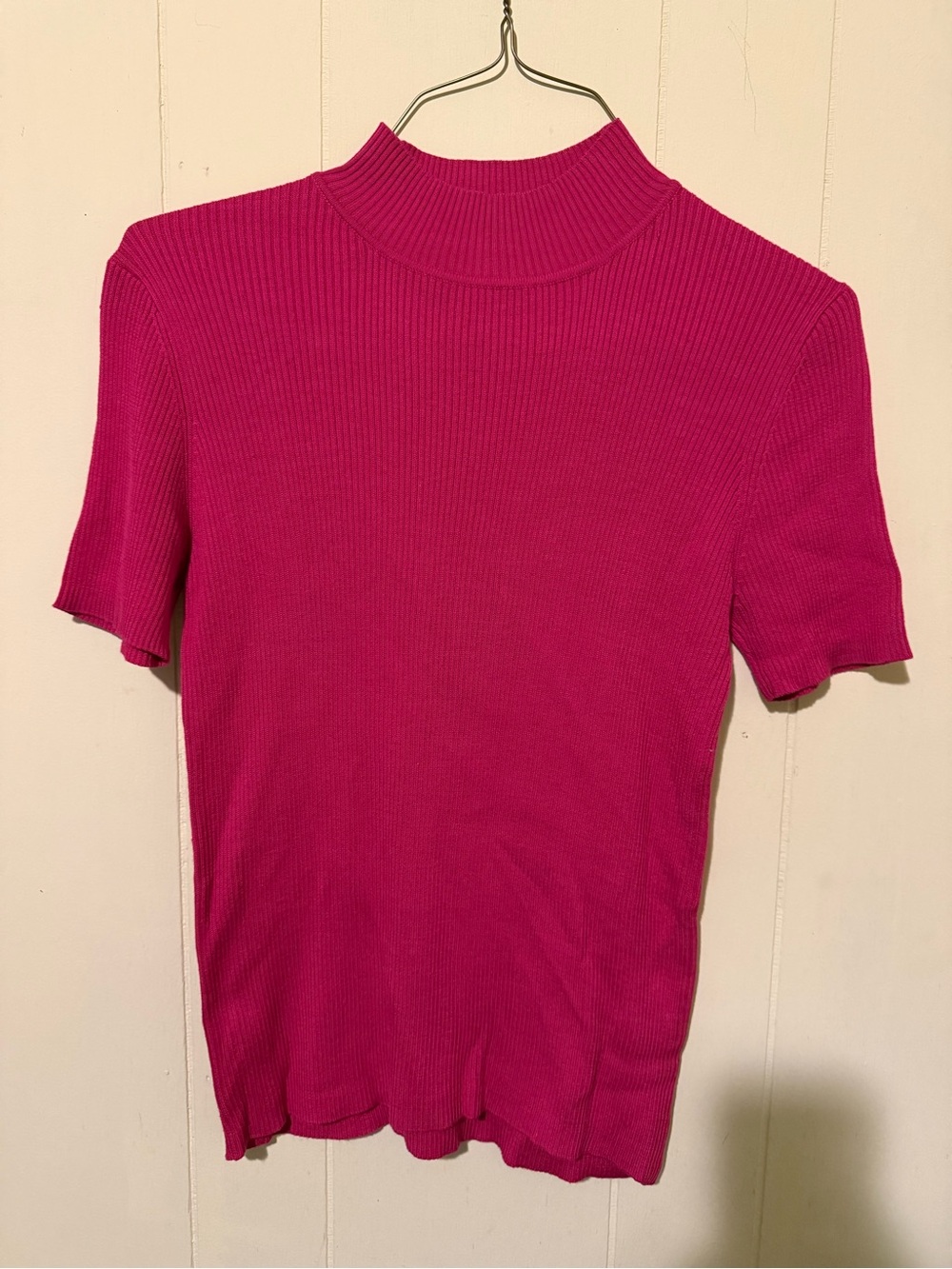 Madison Studio Bright Fuchsia Ribbed Mock Neck Top